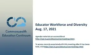 Educator Workforce and Diversity Work Group Meeting - Aug. 17, 2021