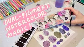 Calm color swatching ✧ Kuretake Gansai Tambi granulating watercolor 5-color set unboxing