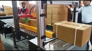 Auto strapping  machine with carton sealer packway combo unit  #strapping #viral #highlight