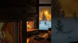 Winter Stove Fireside | Cat Nap & Snowy Treats Ambience 4K
