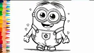 Minion rush cartoon colouring pages, Minion movie English Episode, Easy drawing 