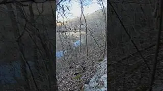 Hiking Down An Ozark Mountain In Winter #hiking #crunchingsounds #trekking #nature #shorts #asmr