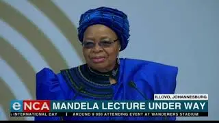 Graça Machel on stage at the Mandela Lecture