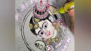 Madurai Meenakshi Fabric Painting | Traditional South Indian Temple Art on Cloth | Step by Step 
