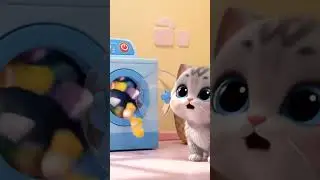 cute and adorable cat washing clothes in the washing machine #shorts  #cutecat #funnycats #ai