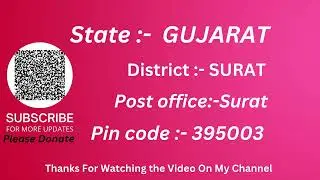 Gujarat Surat Ka pin code 395003 / Surat ka post office