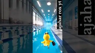 The cute duck plays in the swimming pool with its hostess. #funny #duck #cartoon #cute