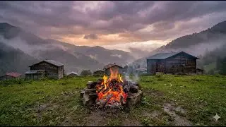 Rize Ayder Yaylası&rsquo;nda Akşam Ateşi 🔥  Orman Sesleriyle Huzurlu Gece 1 Saat 🔥RİZE &ndash; AYDER YAYLASI