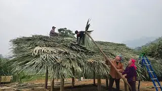 My uncle and sister came to help build a sturdy thatched roof house to protect us from rain and wind