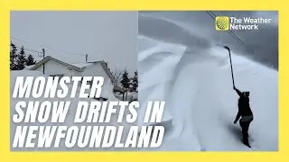 Snow Drifts Higher Than Houses Block Roads in Newfoundland