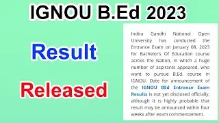 IGNOU BEd Result 2023 | How to check Result IGNOU B.Ed full details