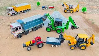 RC JCB 5CX fully loading white muram Tata truck | new holland 3630 | jcb cartoon gadi