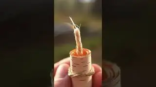 A candle made from something I found in the forest😎 #survivalhacks #camping #skills #asmr