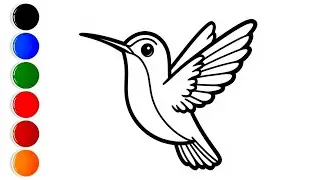 How to draw flying rainbow bird's drawing easy step by step with colour || Bird 🐦Coloring Page 1M