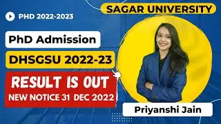 DHSGSU PhD Results are out | Admission 2022-23 | Priyanshi Jain | Sagar University