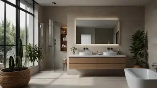 Modern Minimalist Bathroom Design with a Refreshing Touch of Ornamental Plants