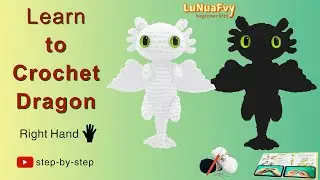 The Easiest BLACK DRAGON Crochet Kit for Beginners | Step-by-Step l Crochet Animal | Lu23 Right-Hand