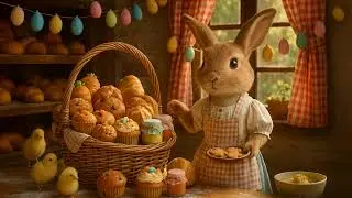 Cozy Easter Bunny Scenes & Calming Instrumental Background Music to Study, Work, or Relax Peacefully