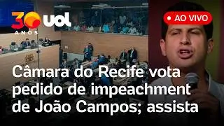 Câmara do Recife vota pedido de impeachment do prefeito João Campos; assista sessão ao vivo