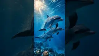 Swimming Dolphin Family | Graceful Ocean Journey 🐬🌊💙 #pixverse #pixverseai #dolphin