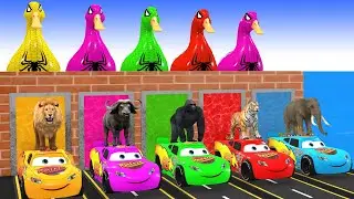 Long Slide Game with Cow Elephant Gorilla Hippopotamus Tiger 3d Animal Game Funny 3d Animals