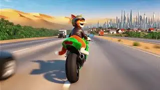 Happy cat having fun with bike riding AI Video 😍😎🙈  #Cat #Bike #Ninjazx10r #desert #road #fun