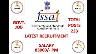 FSSAI Recruitment 2021 #GOVERMENT JOB # SARKARI NAUKARI #Central Food Safety Officer (CFSO) #FSSAI