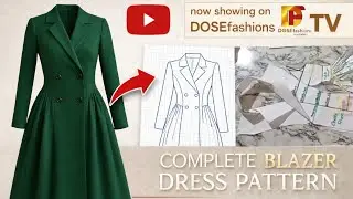 How to Draft a Double Breasted Blazer Dress Pattern | Snatched Waist & Side Gathers Tutorial