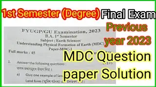 MDC Earth Science Degree 1st Sem // Final Exam Question paper