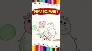 How to Draw a Peppa Pig Family  #shorts