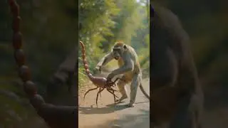 #MonkeyVsScorpion #AnimatedFight #WildBattle #ActionAnimation #FunnyAnimals #CartoonBattle