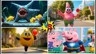 Hungry Star 🆚 Patrick EXE 🆚 Pacman 🆚 Peppa Pig 💃🏻 Coffin Dance 🕺🏻 Tiles Hop #viralvideo 