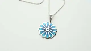 Persian Lotus Pendant | Handmade Sterling Silver & Blue Vitreous Enamel Jewellery