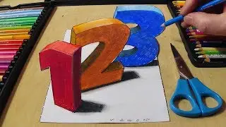 3D Numbers One Two Three - ✍️  Drawing and Coloring Page for 🧒 Children - by Vamos