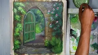 Beautiful Garden Gate Painting in Acrylic step by step | Episode-2