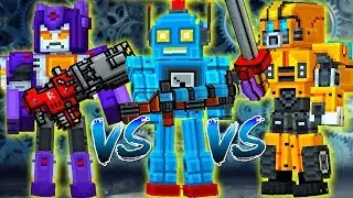Pixel Gun 3D - Friendly Bot VS Aggressive Bot VS Old Robot (On the Mobile Device)