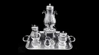 Cardeilhac: Magnificent 5pc. French Sterling Silver Tea Set with Puiforcat Sterling Serving Tray !