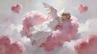 Angel Pink Heart Clouds Aesthetic Background Wallpaper Screensaver | Pink Heart Clouds Frame TV art