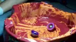 Beyblade Battle in the Cyber Dragoon Stadium