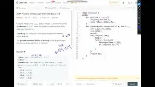 Leetcode problem-2447 | Number of subarrays with GCD equal to K  | C++ solution | Medium