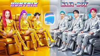 Huntrix الذهبية ضد Saja Boys الفضية ✈️ ظهور نادي معجبين Huntrix داخل الطائرة | BabaBop Arabic