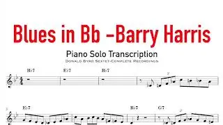 Barry Harris Jazz piano solo Transcription 【Blues in Bb 】