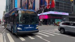MTA: 2024 New Flyer XE40 Electric Xcelsior #5000 M20 Local Bus Leaving 7 Ave & W 41 St: (06/27/2025)