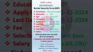BSF GD (Constable) Job Notification #bsf #constable