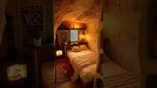 Cozy Cave Bedroom: Winter Night In 🔥 #CozyCave #WinterNight #CabinVibe