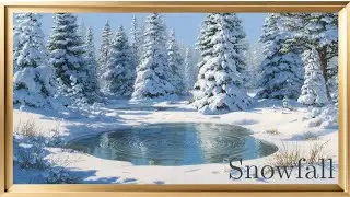 Cozy Winter Village Scene ❄️ Snowfall TV Frame Art | Relaxing 4K Window View | Snowy Cabin Ambience