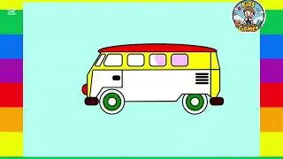 Color In School Bus | Coloring & Learning || colorful school bus || Kids games 