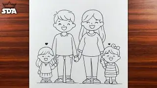 FAMILY DRAWING CHALLENGE! 👨👩👧👦🎨 | Easy 4-Member drawing Tutorial | Step-by-Step Art