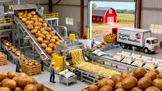 ASMR Miniature Construction: Tiny Potato Noodle Factory in the Barn