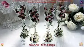 Gift Tips - A perfect set of champagne glasses, hand painted by artist Linda @ARTelier Design